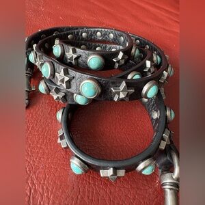 Valentino Rockstud Silver and Turquoise leather crossbody strap silver studs